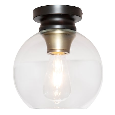 Designers Fountain Ella 8.25in 1-Light Vintage Bronze Flush Mount Ceiling Light with Clear Glass Shade 1262-VB